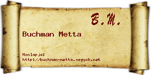 Buchman Metta névjegykártya